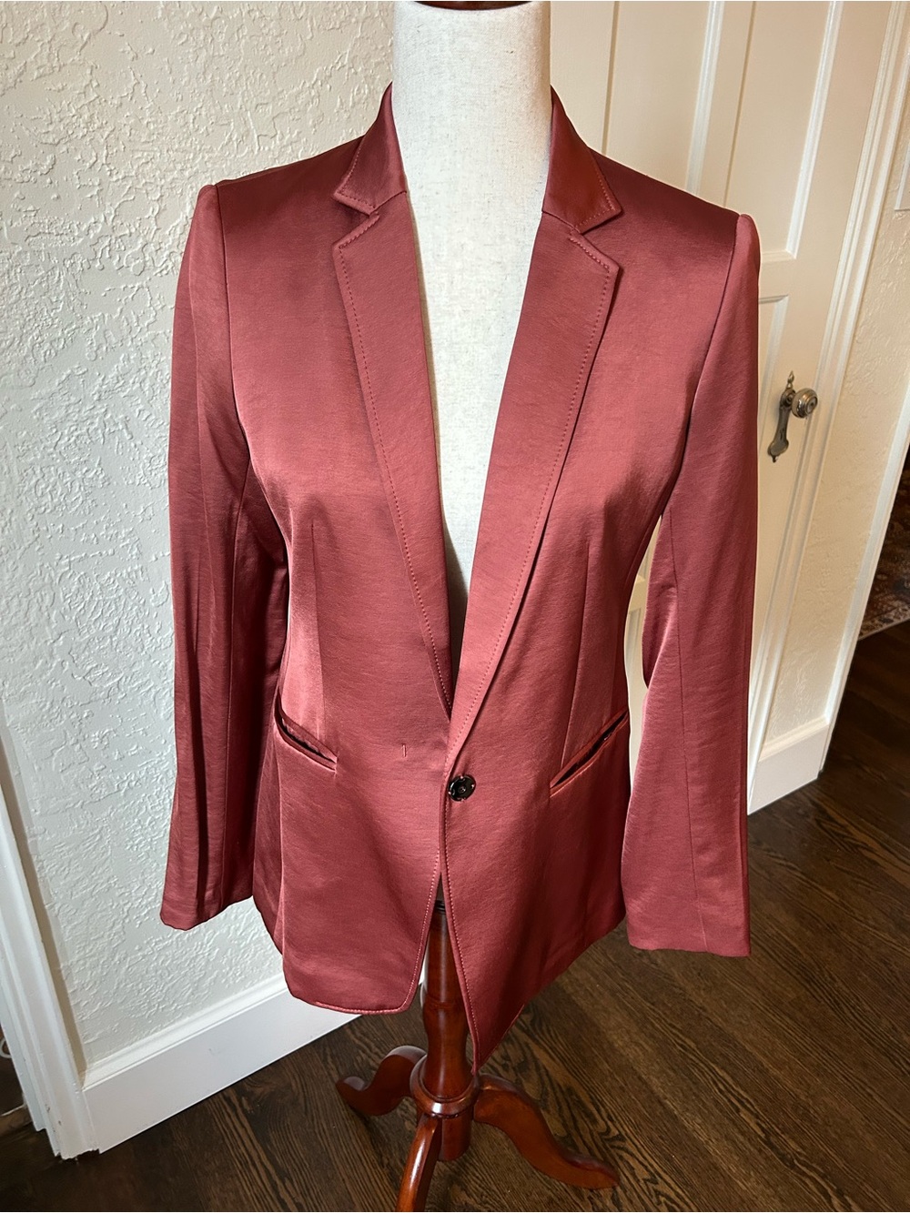 Banana Republic Satin Single-Button Blazer in Dusty Rose